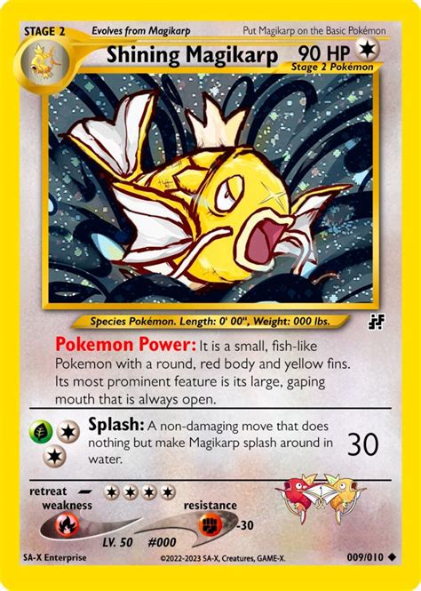 Pokemon Shining Magikarp Holo Pokémon Card Custom No Goldstar Etsy