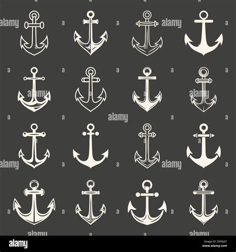 Vector Anchors Anchor Silhouette Icon Set Black And White Anchor With