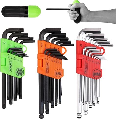 Swanlake 36 Pieces Hex Key Allen Wrench Set Long Arm Ball End Hex