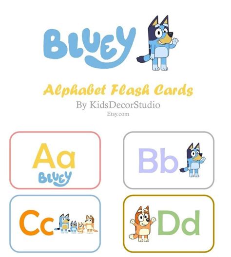 Bluey Alphabet Flash Cards Printable Etsy