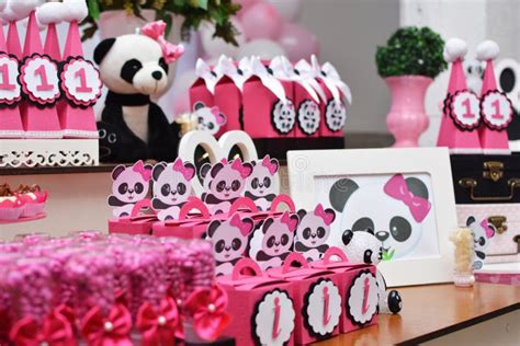 Tema Del Panda Per Decorazioni Di Compleanno Immagine Stock Immagine