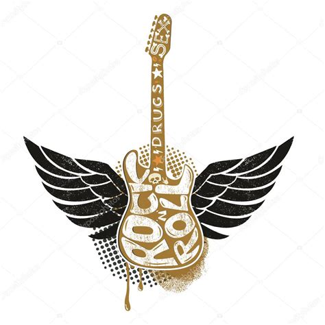 Guitar With Wings On Grunge Background Stock Vector By ©art L I Ua 97182830