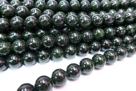 Dark Green Sandstone Beads Bling Blind Round Beads Green Etsy