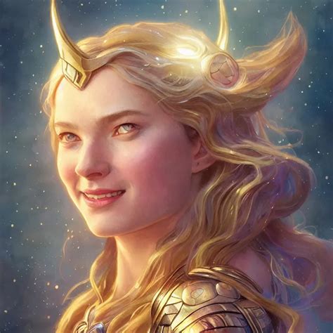 Smiling Beautiful Female Thor With Sparkling Eyes Stable Diffusion