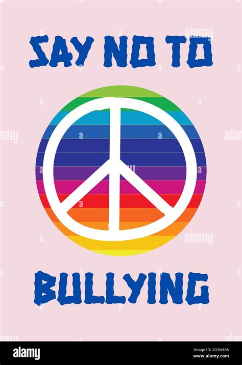 Composition of anti bullying text with peace symbol and rainbow circle ...