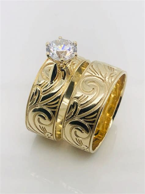 9ct Gold 2 Piece Hawaiian Design Ring Set Stonex Jewellers