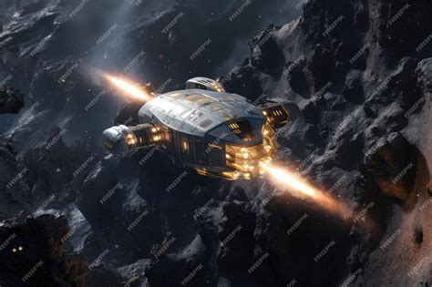 Premium Ai Image Spacecraft Deploying Mining Drones To An Asteroid