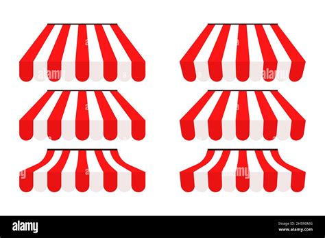 Shop Tent Vector Market Red And White Stripes Roof Collection Isolated