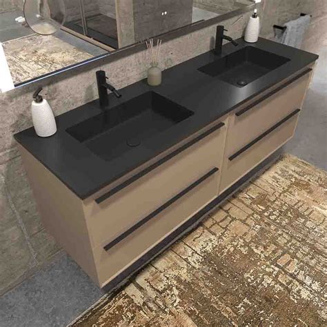 Mueble De Ba O Suspendido Cajones Brema Con Lavabo Solid Surface Moka