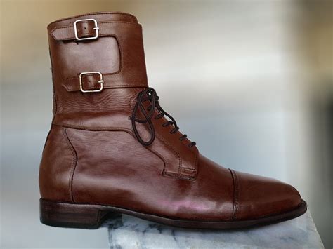 Mens Brown Monk Lace Up Boot High Ankle Boot Handmade Boot · Hammy Crafts · Online Store