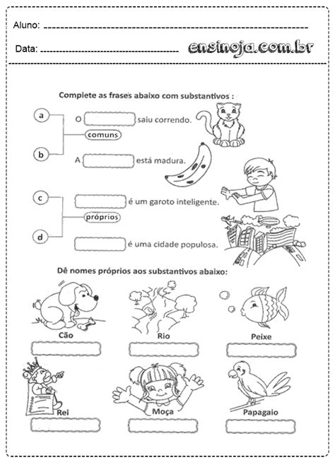 Atividades Substantivo Proprio E Comum O Ano Trabalho De Formatura