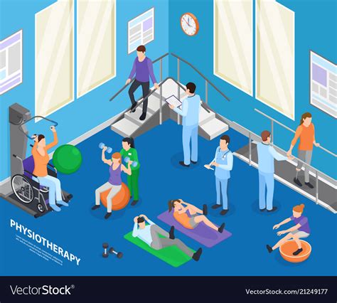 Physiotherapy Isometric Composition Royalty Free Vector