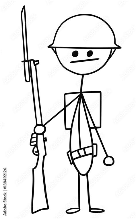 Vector Stickman Cartoon of British WW1 WWI Soldier Stock Vector | Adobe ...