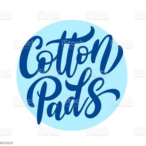 Cotton Pads Label Text Logo Lettering Hand Drawn Vector Illustration