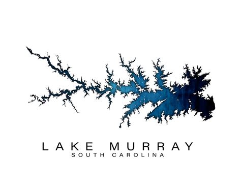 Wall Art Map Print Of Lake Murray South Carolina Etsy