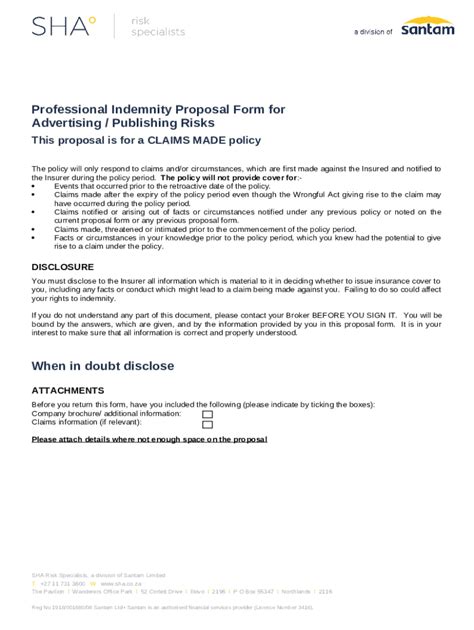 Proposal Professional Indemnity Doc Template PdfFiller