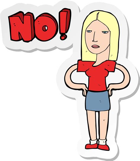 Sticker Of A Cartoon Woman Saying No 8293065 Vector Art At Vecteezy