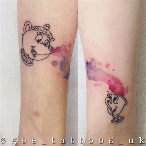 Tatouage La Belle et la Bête Mrs Samovar Zip Tattoo Uk Paw Print