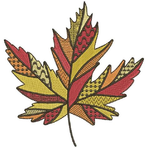 Detailed Autumn Leaves 06 Machine Embroidery Design Embroidery Leaf