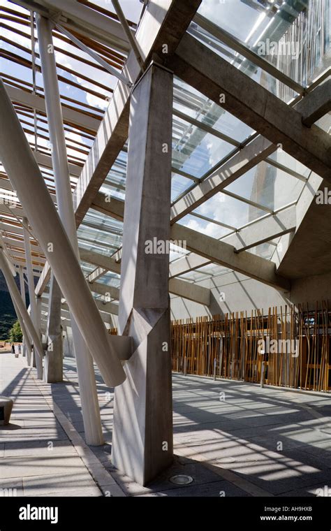 Architectural detail - Glass and concrete canopy at the entrance to The ...