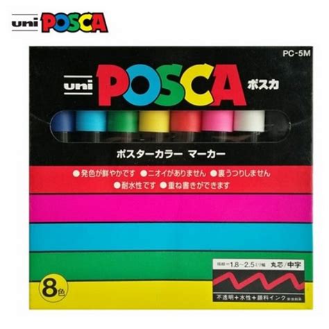 Jual Uni Posca Paint Marker PC 5M Medium Point Set 8 Spidol Permanent