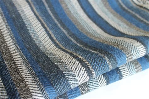 Blue Striped Upholstery Fabric by the Yard - Etsy