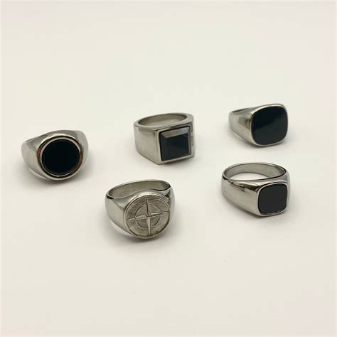 Mens Silver Signet Rings Stainless Steel Rings Rings For Etsy