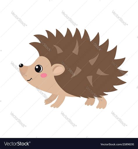 Cute Hedgehog Isolated On White Background Vector Image On Vectorstock