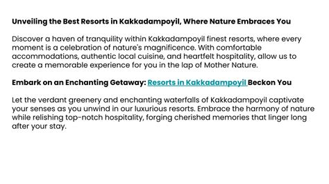 PPT Escape To Nature S Paradise Discover Resorts In Kakkadampoyil