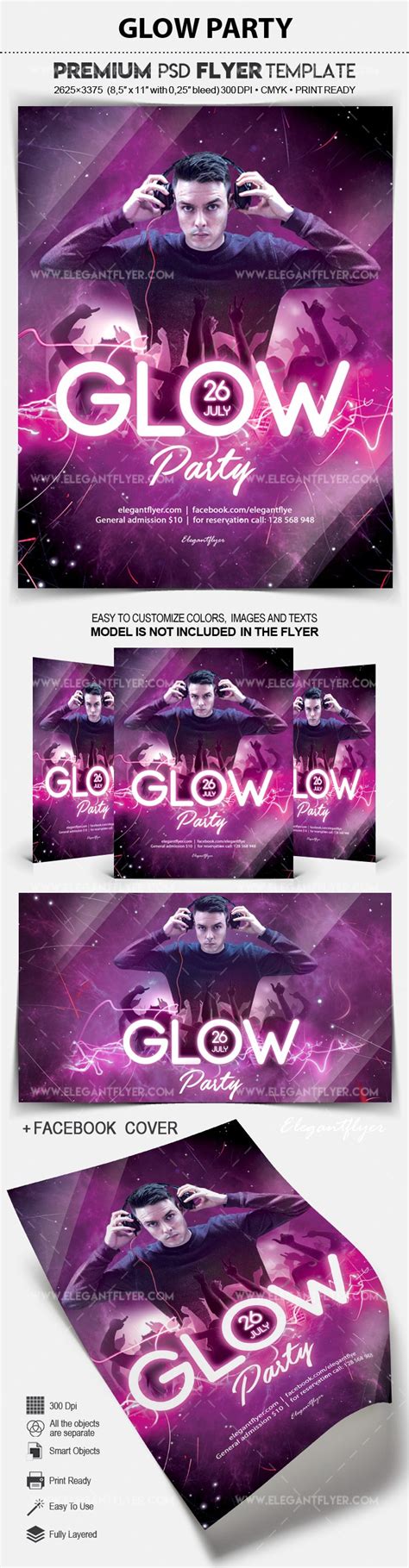 Pink Glow Glow Party Premium Flyer Template Psd By Elegantflyer