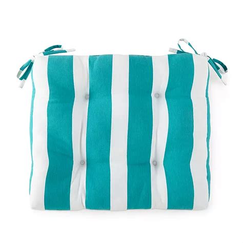 Turquoise Sun Biscay Bay Stripe Patio Seat Cushion Color Biscaybay