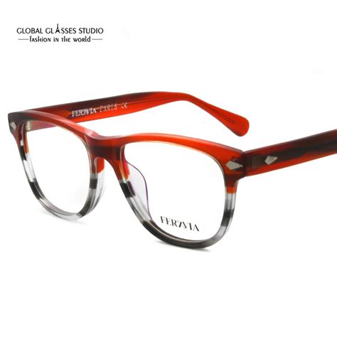 French Brand Design Hard Acetate Glasses Frame Big Rim Rivet Acetate