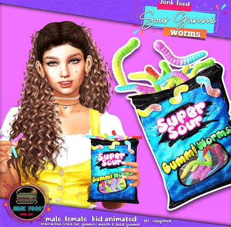 Second Life Marketplace Junk Food Super Sour Gummi Worms V1