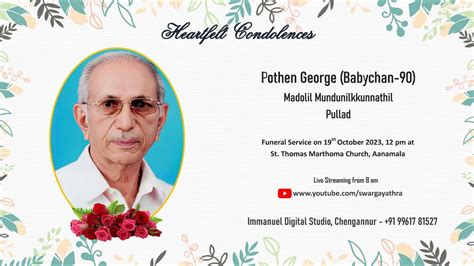 Funeral Service Live Streaming Of Pothen George Babychan Madolil