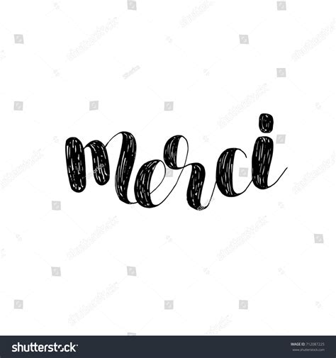 Merci Brush Hand Lettering Illustration Inspiring Stock Illustration