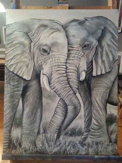 Black And White Acrylic Painting Elephant Art Elephant Sketch