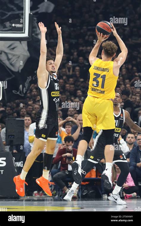 Belgrado Serbia 2 De Noviembre De 2023 Uros Trifunovic Del Partizan