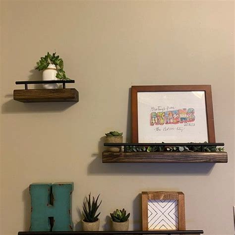 Rustic Floating Wall Shelf Narrow Flush Mount Shelving Etsy