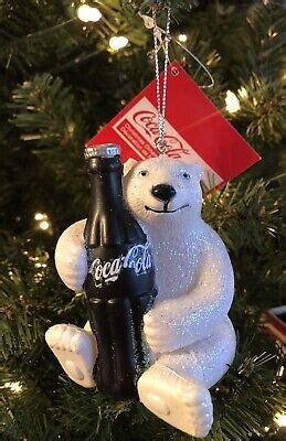 Kurt Adler Christmas Ornament Coca Cola Polar Bear Holding Coke Bottle