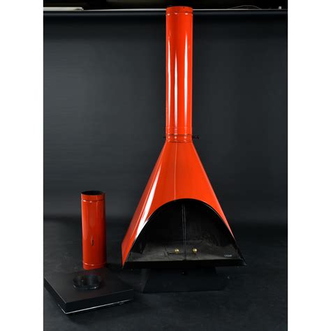 Mid Century Modern Red Cone Shaped Majestic Wood Burning Fireplace