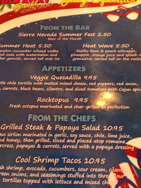 Menu at Frenchy's Rockaway Grill restaurant, Clearwater