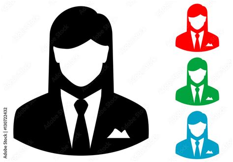 Icono Plano Silueta Mujer De Negocios Varios Colores Vector De Stock