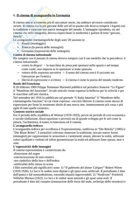 Storia E Critica Del Cinema Appunti Esame Da Frequentante