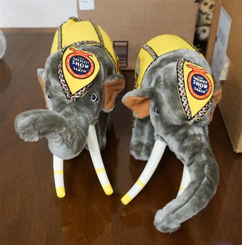 Lot - Pair Barnum & Bailey King Tusk Stuffed Elephants, circa 1980