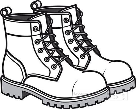 Objects Outline Clipart Pair Of Mens Boots Black Outline