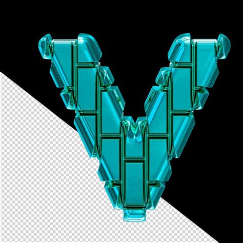 Symbole 3d Fait De Briques Verticales Turquoise Lettre V PSD Premium