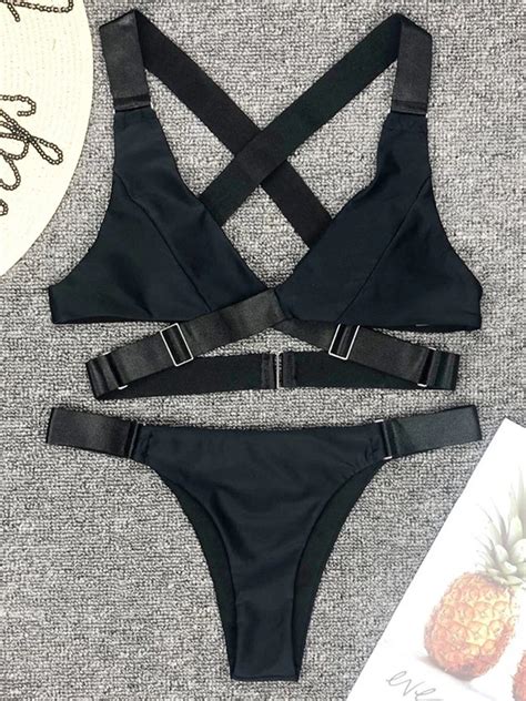 Sexy Anpassen Schnalle Bandage Vevlet Bikini Frauen Badeanzug