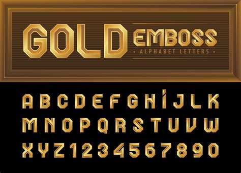 Gold Alphabet Letters And Numbers Modern Embossed Font Alphabet