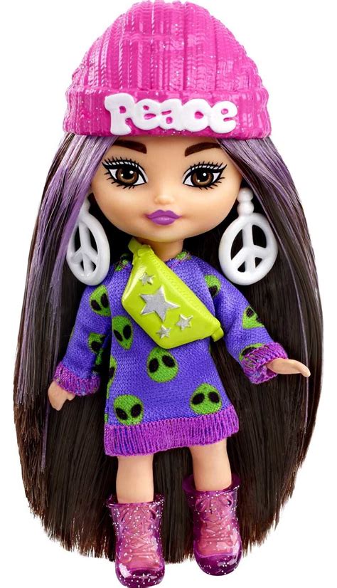 Barbie Extra Mini Minis Doll With Brunette Hair Alien Sweater Dress