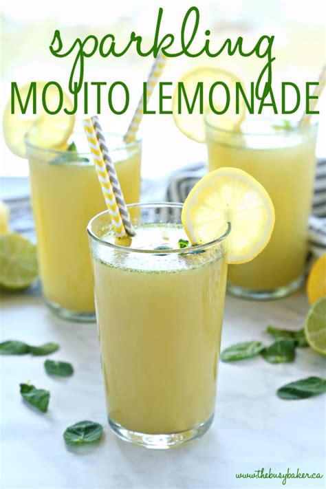 Healthy Sparkling Mojito Lemonade Non Alcoholic Cocktail The Busy Baker